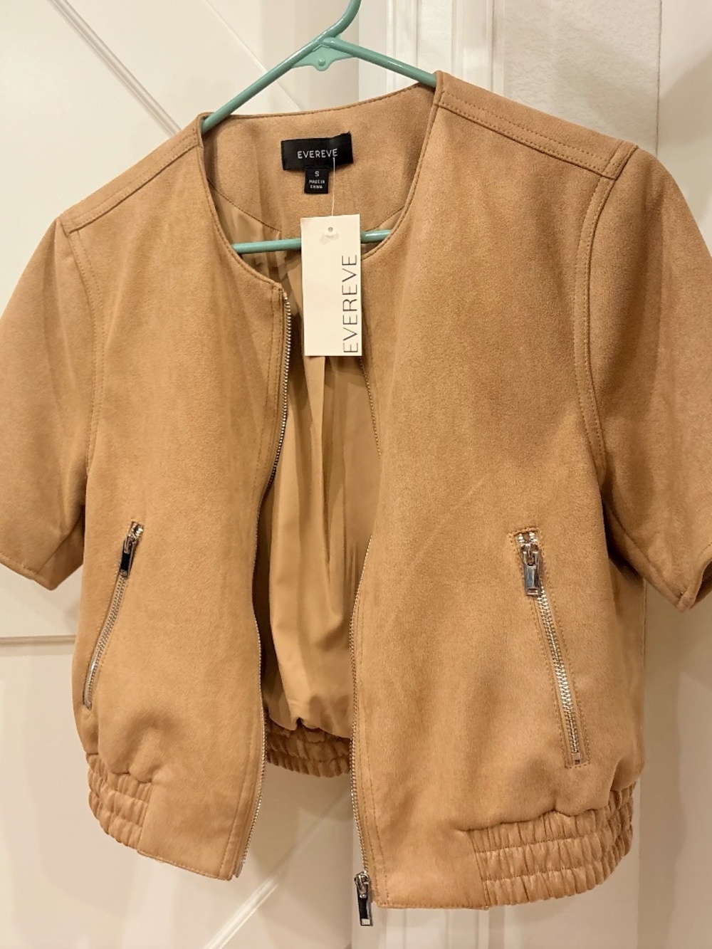 Evereve Billie Faux Suede Bomber Jacket Lightcamel - Size: Small